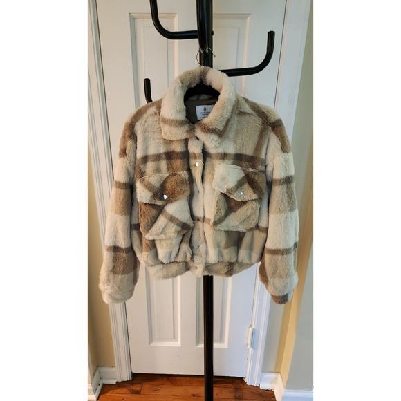 ivory ella Jackets & Blazers - Jade & Ivory Faux Fur Jacket Womens Size S Brown Beige